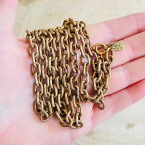 VTG Estate Miriam Haskell Curved Chain Signed necklace gold tone art deco 36"